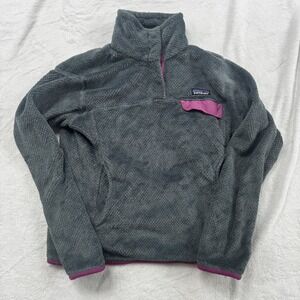 Patagonia Pullover Sweater Womens‎ Small Gray Purple Polartec Fleece Thermal Pro
